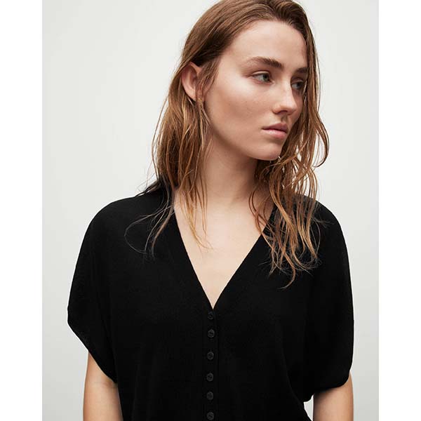 Allsaints Australia Womens Bronte Short Sleeve Wool Cardigan Black AU18-956